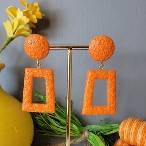Bold Orange Geometric Earrings